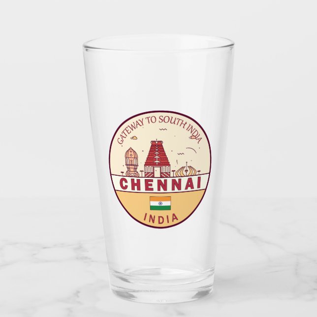 Copo De Pint Emblem Skyline Cidade de Chennai Índia (Frente)