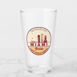 Copo De Pint Emblem Skyline Cidade de Miami Florida