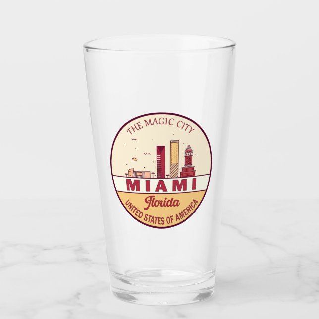 Copo De Pint Emblem Skyline Cidade de Miami Florida (Frente)