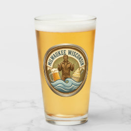 Copo De Pint Emblema de Milwaukee Wisconsin - Fonz de Bronze