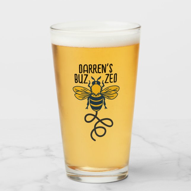 Copo De Pint "Embriagado" com Bee Caneca de Cerveja Personalizá (Frente (Preenchido))