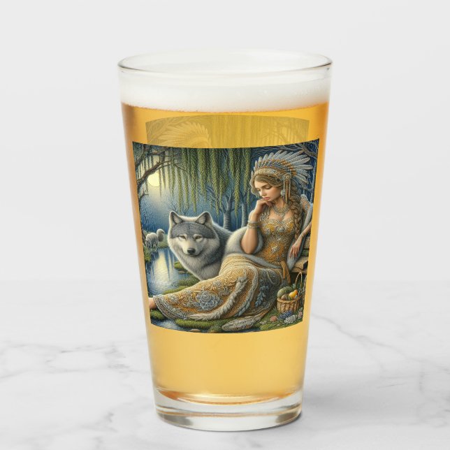 Copo De Pint Encantamento Luar na Floresta Mística (Frente (Preenchido))