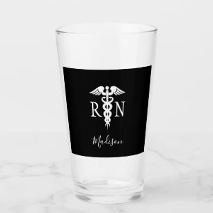 Copo De Pint Enfermeira Caduceus Black White Registrada Persona