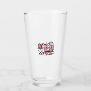 Copo De Pint Enfermeira Fofa Laço Coração Camisa Vector Design_