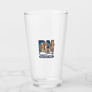 Copo De Pint Enfermeira Registrada RN Design Vetorial Arco-Íris