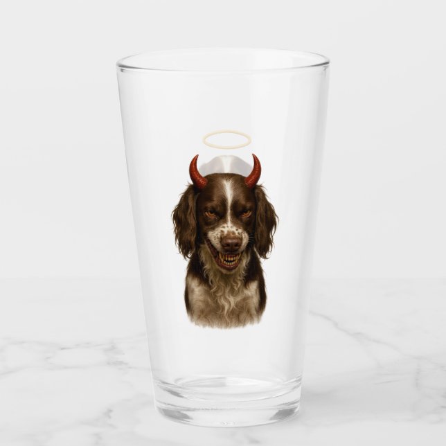 Copo De Pint English Springer Spaniel Angel / Devil Glass (Frente)