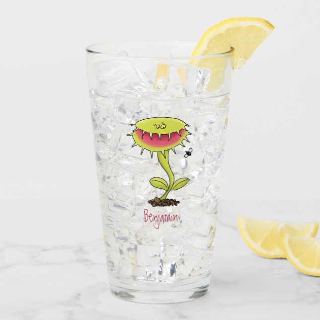 Copo De Pint Engraçado carnívoro Venus mosca cartoon (Gelo traseiro)