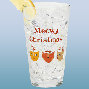 Copo De Pint Engraçado Cat Meowy Natal
