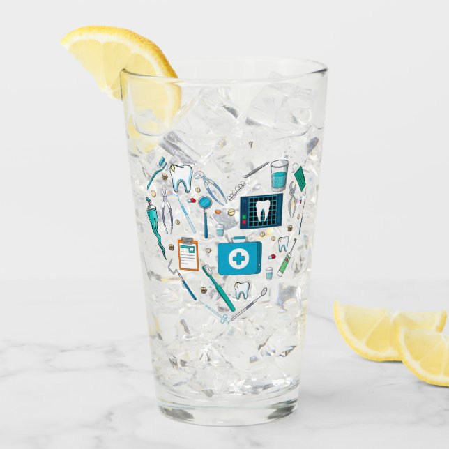 Copo De Pint Engraçado Dentista Dental Tool Heart (Gelo frontal)