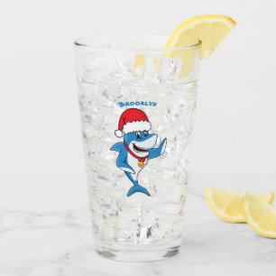 Copo De Pint Engraçado desenho animado de tubarão de Natal