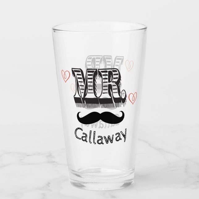 Copo De Pint Engraçado nome do Sr. Mustache (Frente)