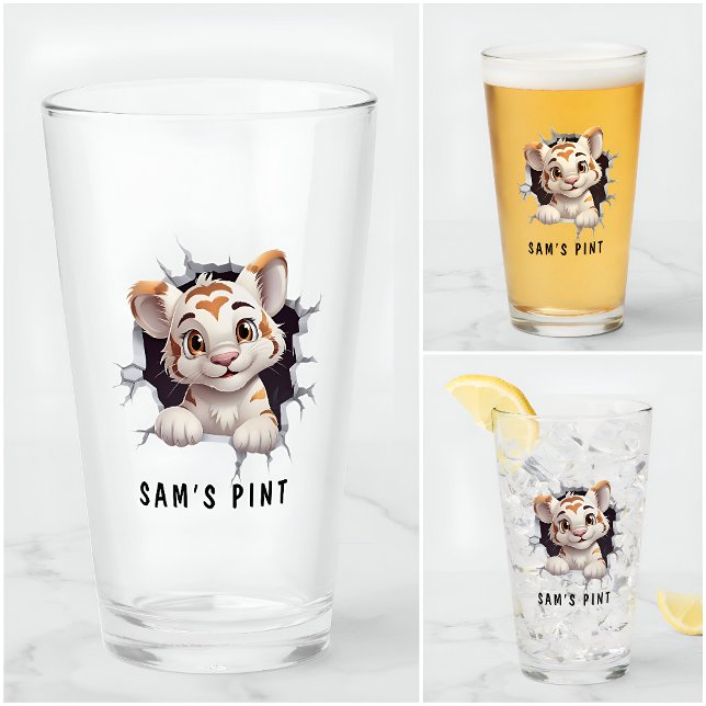 Copo De Pint Engraçado Novelty Cartoon Cute Tiger Short Name Pa (Criador carregado)
