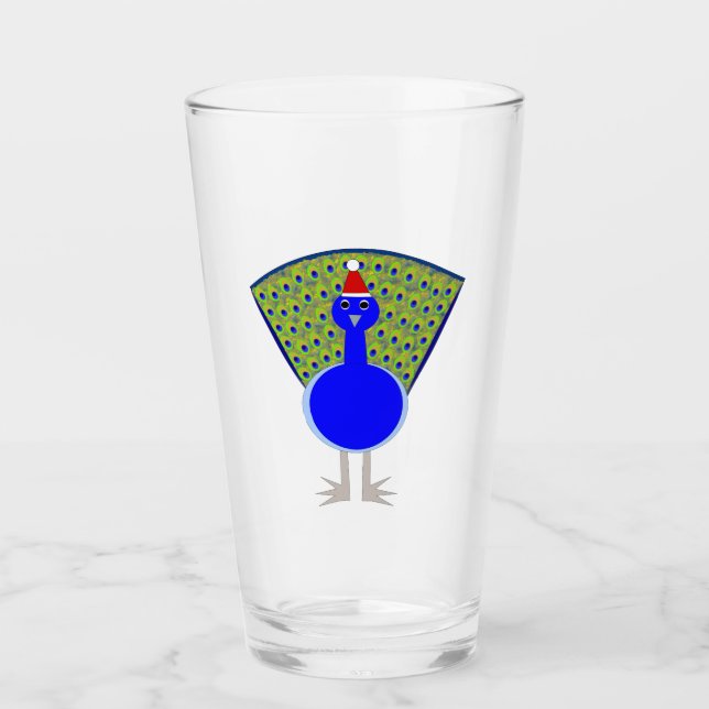 Copo De Pint Engraçado Peacock de Natal (Frente)