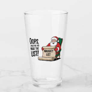 Copo De Pint Engraçado Santa Claus Naughty List Design de Natal