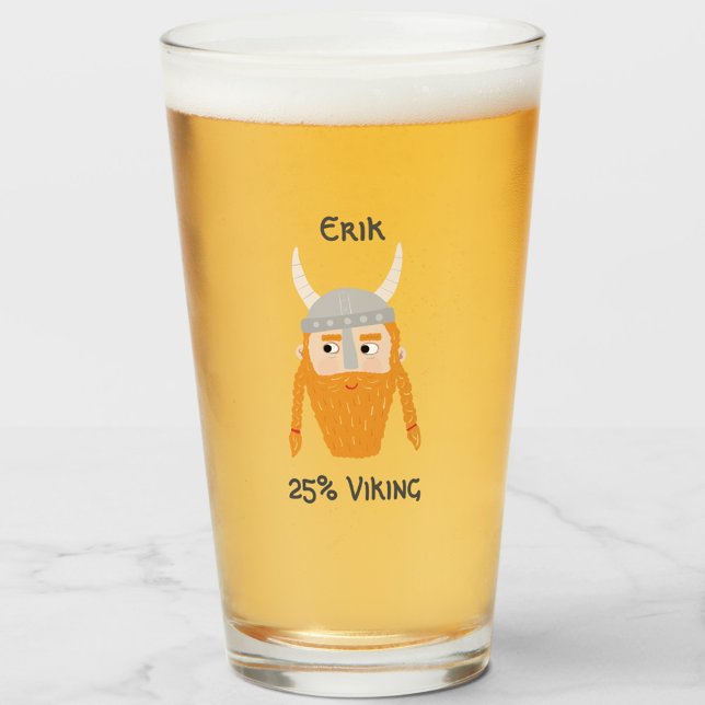 Copo De Pint Engraçado Viking DNA Personalizado Beer Glass (Fun Viking ancestry % Viking personalized beer glass)
