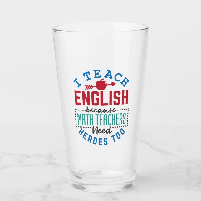 Copo De Pint Ensino Inglês Porque Heróis Ensinam Ensino Engraça (Frente)