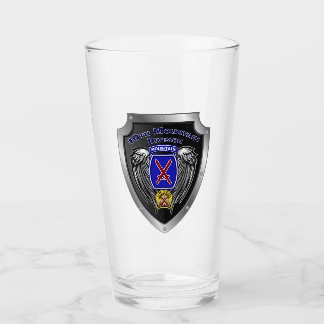 Copo De Pint Escudo ”Climb To Glory” da 10ª Divisão de Montanha (Frente)