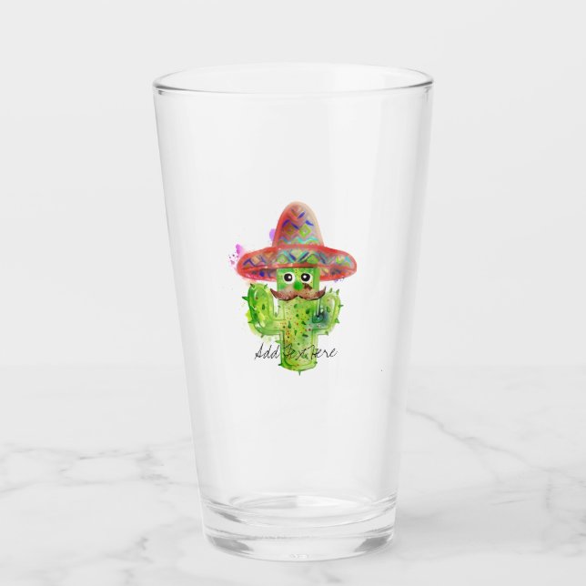 Copo De Pint Espanhol Cactus Mustache Hat Fiesta Text Artisan (Frente)