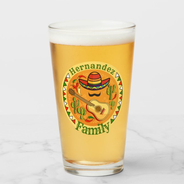 Copo De Pint Espanhol Fiesta Personalizado Nome Cinco De Mayo (Frente (Preenchido))