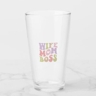Copo De Pint Esposa Mãe Chefe Script Retro Dia das Mães
