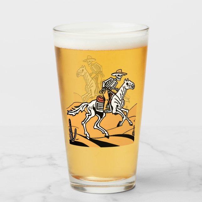 Copo De Pint Esqueleto do Cowboy Ocidental (Frente (Preenchido))
