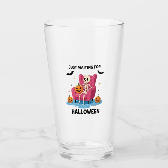 Copo De Pint Esqueleto Só Esperando pelo Halloween (Frente)