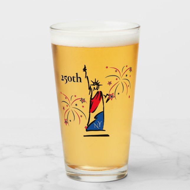 Copo De Pint Estátua da Liberdade com Fogos de 250º Independênc (Frente (Preenchido))