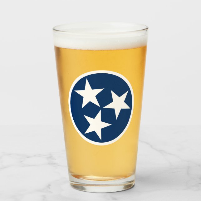 Copo De Pint Estrelas brancas de Sinalizador do Tennessee (Frente (Preenchido))