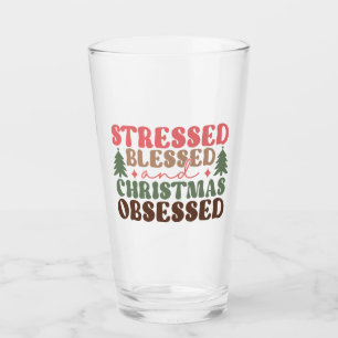 Copo De Pint Estressado, abençoado e obcecado Natal