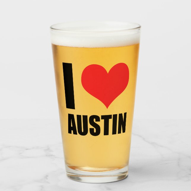 Copo De Pint Eu amo Austin (Frente (Preenchido))