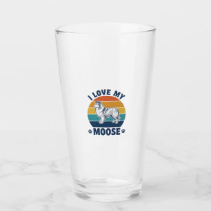 Copo De Pint Eu Amo Meu Design de Gravação Retro de Cachorro Al