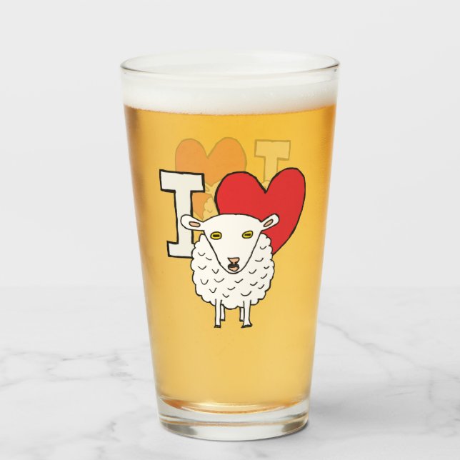 Copo De Pint Eu Amo Ovinos (Frente (Preenchido))