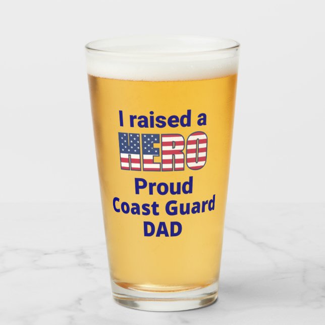 Copo De Pint "Eu criei um HERO, Pai de Guarda da costa orgulhos (Frente (Preenchido))