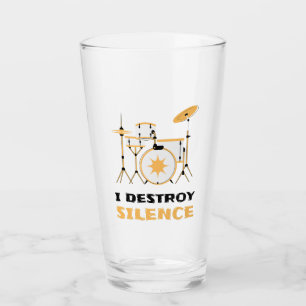Copo De Pint Eu Destruo Silence Funny Drummer