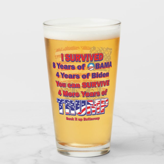 Copo De Pint Eu sobrevivi a Obama e Biden (Traseira (Preenchido))