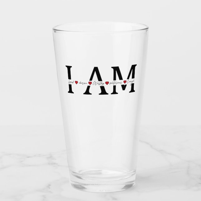 Copo De Pint Eu sou Amado, Escolhido, Digno, Vitorioso, Suficie (Frente)