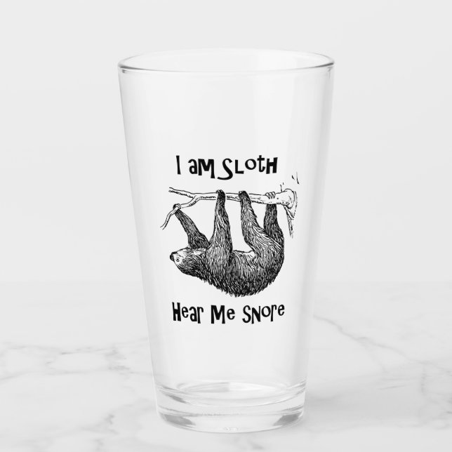Copo De Pint Eu sou Sloth, ouve-me roncar! Vidro (Frente)