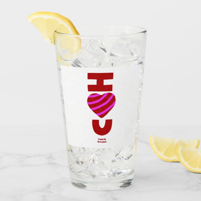 Copo De Pint Eu Te Amo Tumbler De Vidro (Gelo frontal)