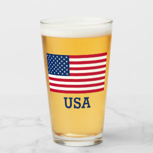 Copo De Pint EUA Flag Red White Blue Estados Unidos Patriótico