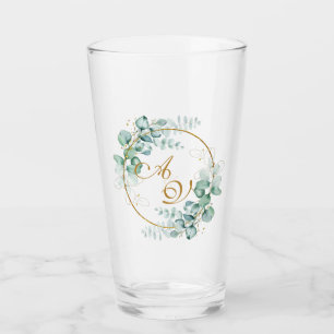 Copo De Pint Eucalipto e ouro casamento personalizado 