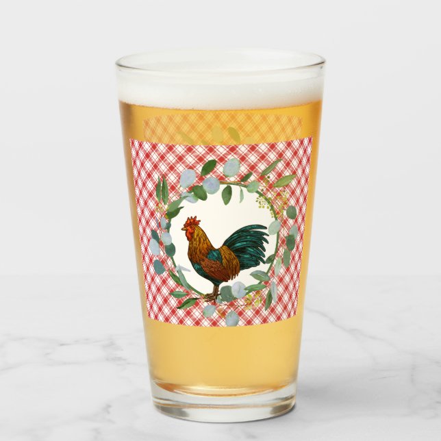 Copo De Pint Eucalyptus Wreath & Rooster Farmhouse (Frente (Preenchido))