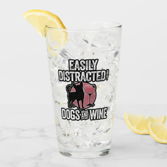 Copo De Pint Facilmente distraído por cães e vinhos (Gelo frontal)