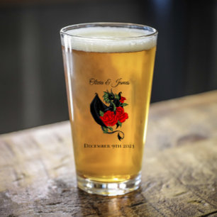 Copo De Pint Fantasia de Rosas vermelhas de Dragão Negro