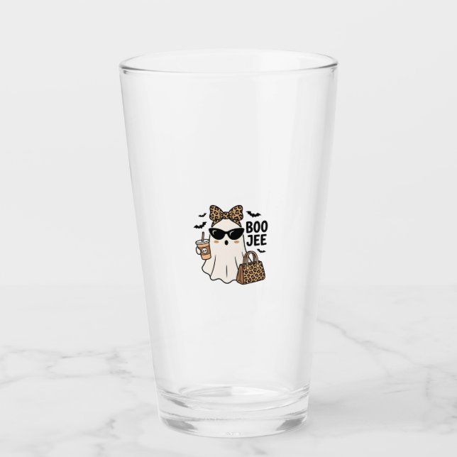 Copo De Pint Fantasma Boo Jee Halloween Arco de Leopardo Design (Frente)