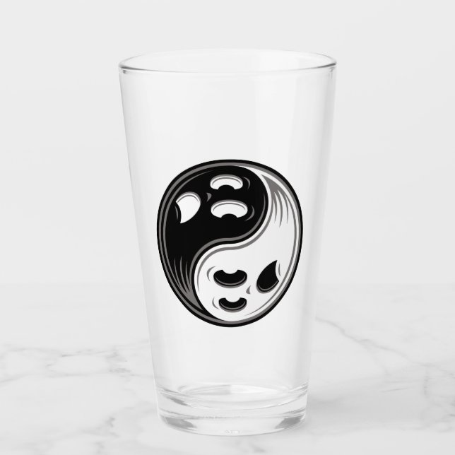Copo De Pint Fantasma Yin Yang Black and White (Frente)