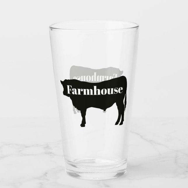 Copo De Pint Farmhouse Rustic Black Cow Silhouette (Frente)