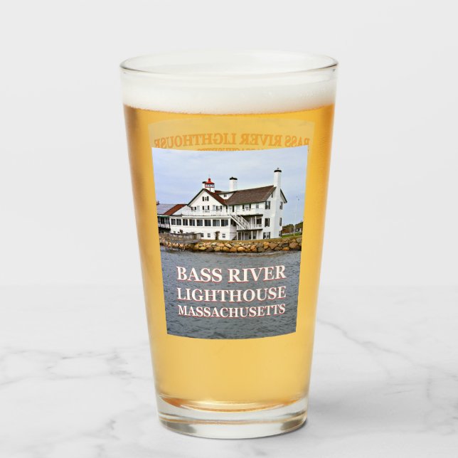 Copo De Pint Farol de Bass River, Massachusetts Pint Glass (Frente (Preenchido))