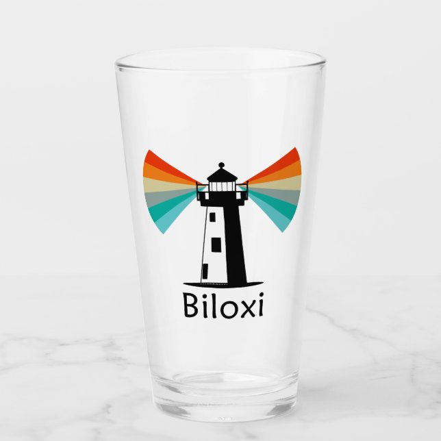 Copo De Pint Farol de Biloxi Mississippi Arco-íris (Frente)