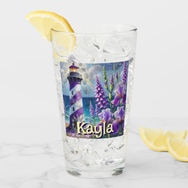 Copo De Pint Farol Roxo com Foxglove & Iris Personalizado (Gelo frontal)