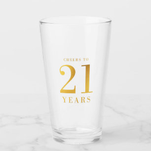 Copo De Pint Faux Dourado Cheers to 21 Anos Aniversário